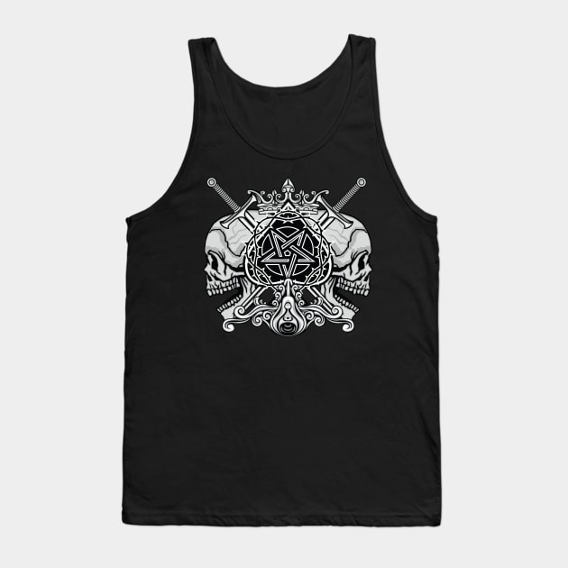 Gothic Zombie Outbreak Skull Warrior Aztec Culture Skulls Tank Top by XOZ